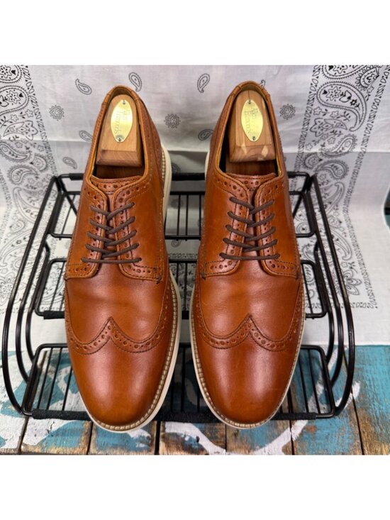 Cole Haan Grand OS Wingtip Oxford Brown Leather Shoes C22793 Mens Sz 9M EUC